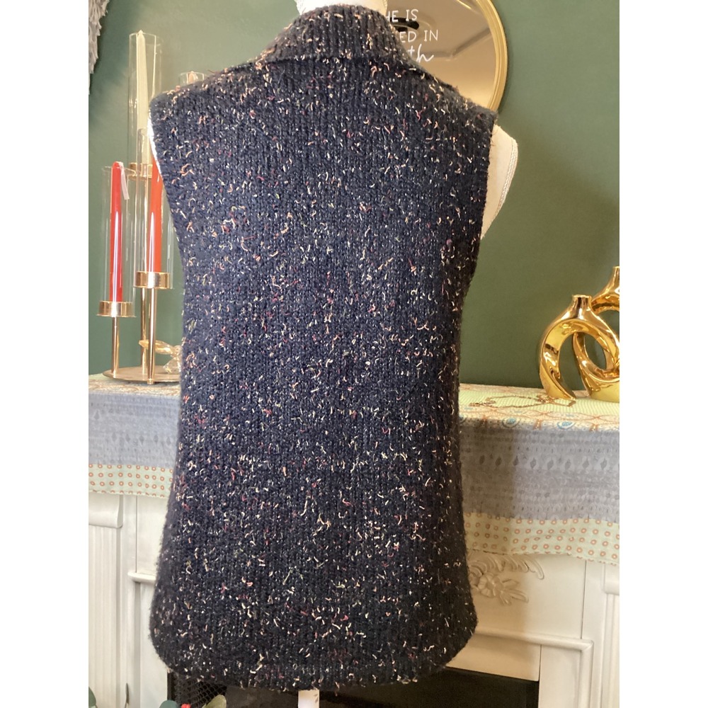 Christopher & Banks Womens Small Black Confetti Knit Full Zip Sweater Vest Tweed - Picture 3 of 5